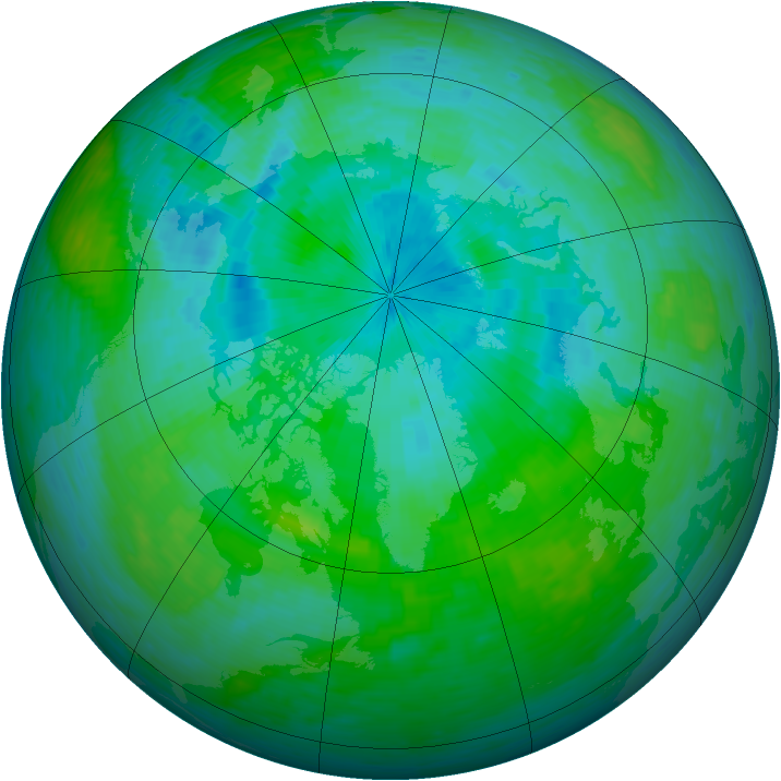 Arctic ozone map for 01 August 1993